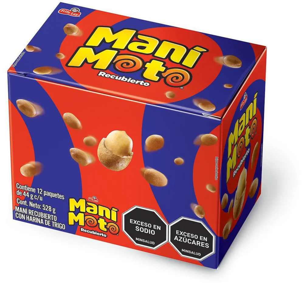 Maní MANIMOTO Recubierto natural x12und 44gr (528  gr)