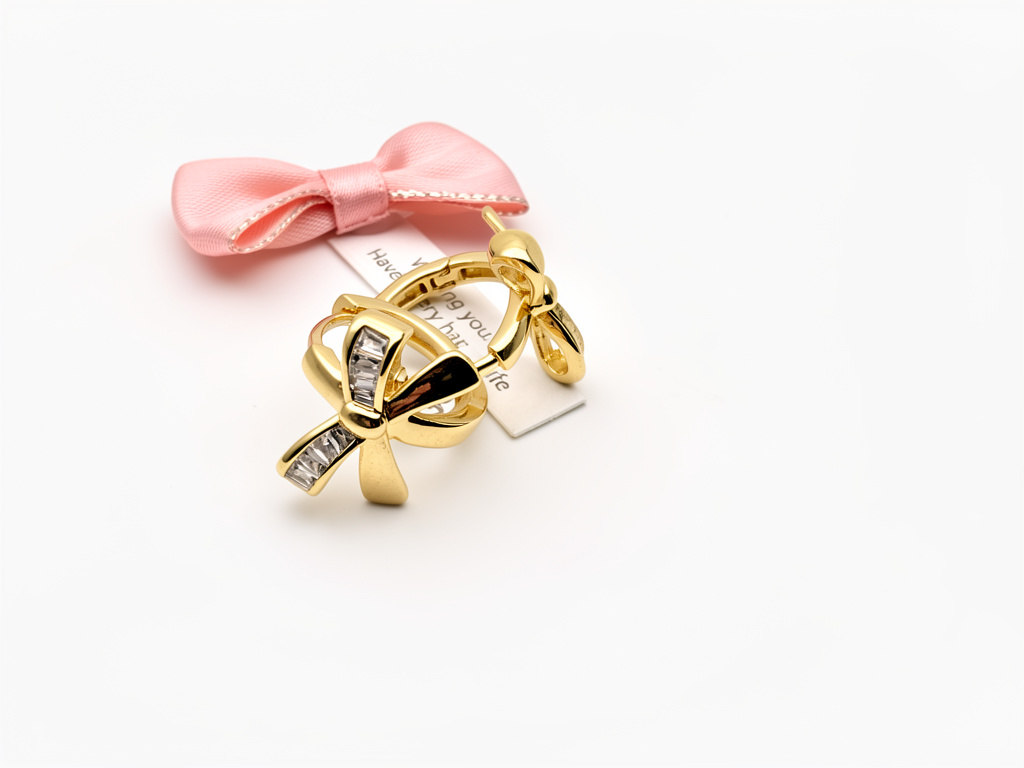 Arete huggie rosa moño