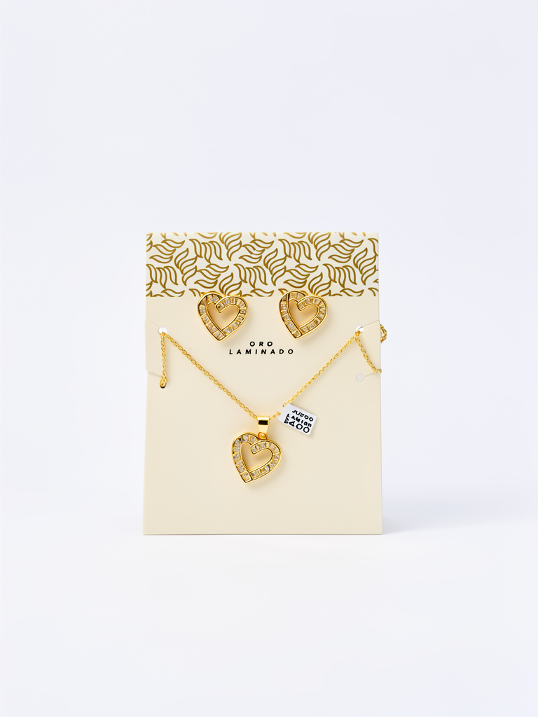Juego de corazon oro laminado