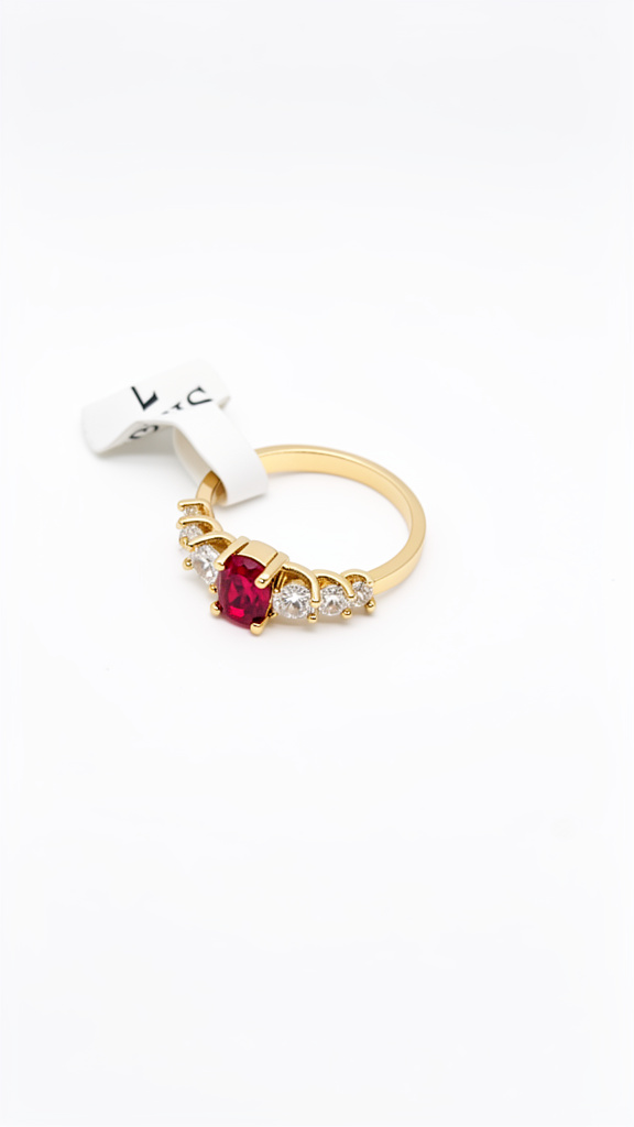 Anillo piedra roja con circones