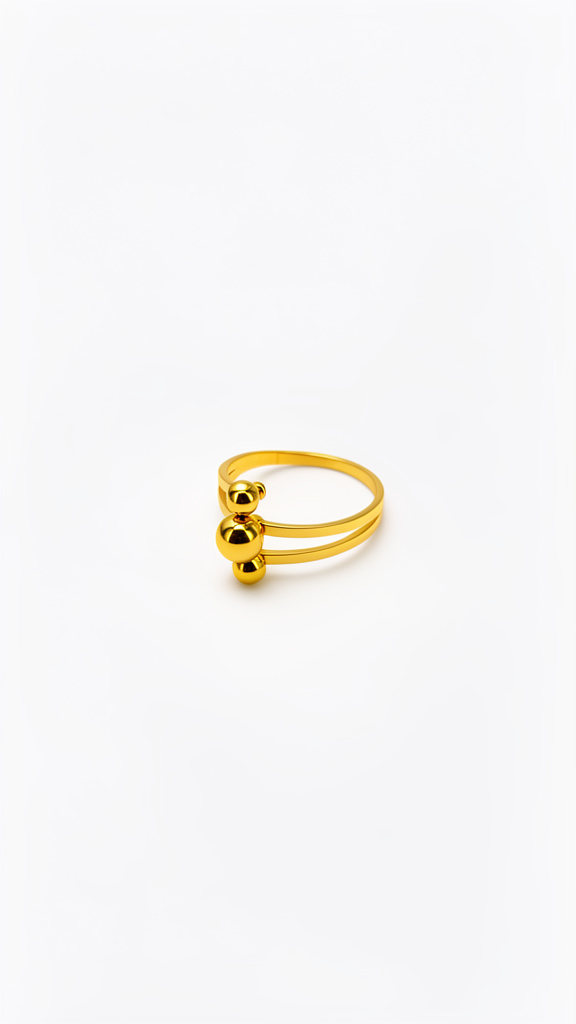 Anillo dorado con esferas