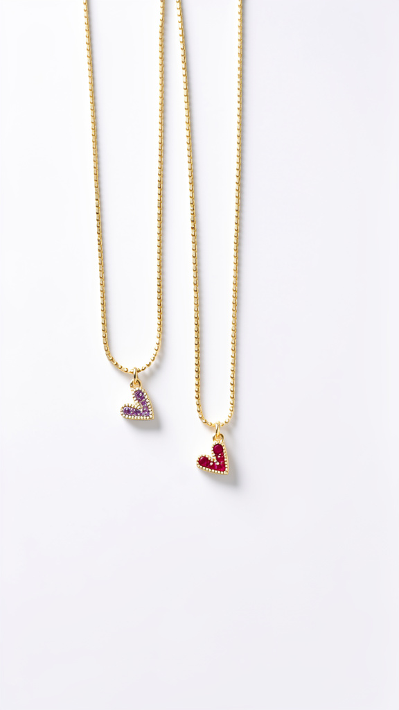 Cadena multibalin con corazón de circonias de colores