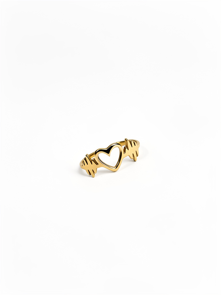 Anillo fino de corazón con latidos