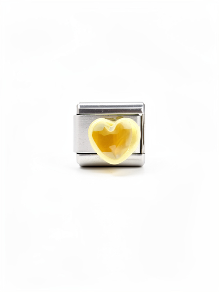 Charm corazón amarillo tornasol 3D