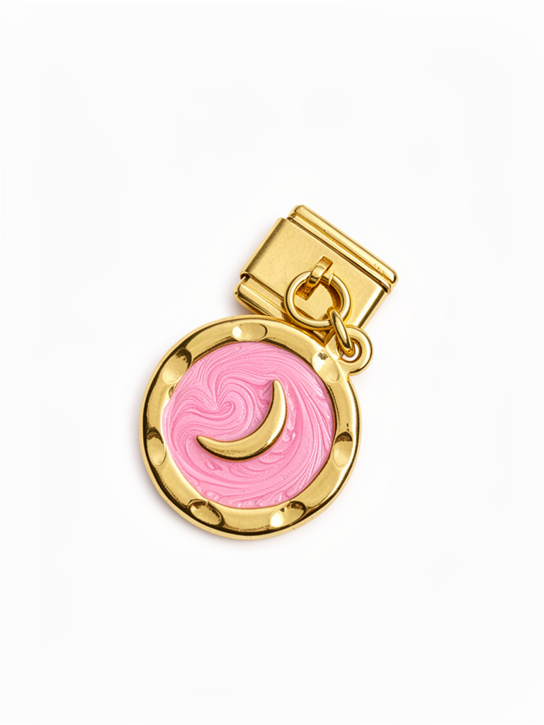Charm italiano dorado rosa luna