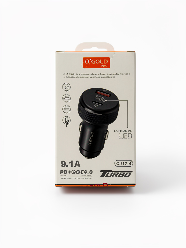 A'GOLD Pro carregador veicular preto turbo