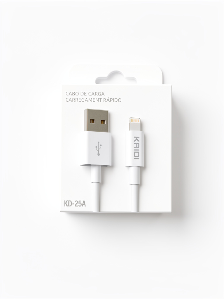 KAIDI cabo branco USB para iPhone
