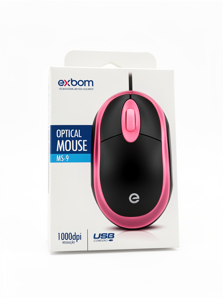 Exbom mouse óptico preto/rosa MS-9