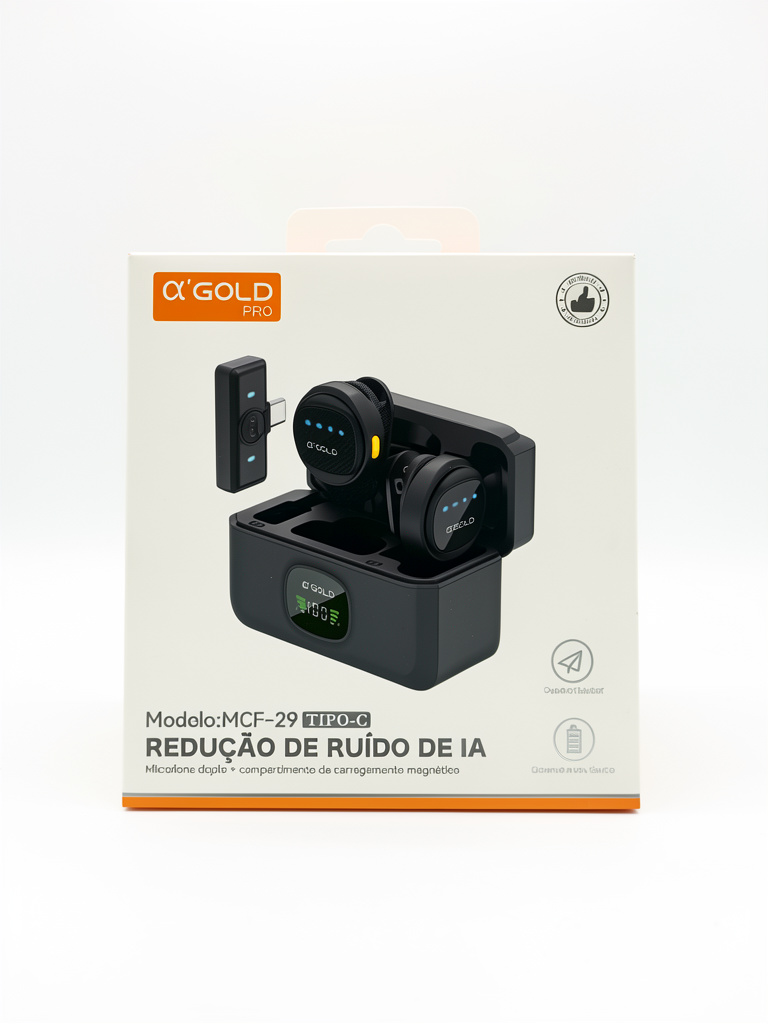 α'GOLD Pro microfone duplo preto Tipo-C