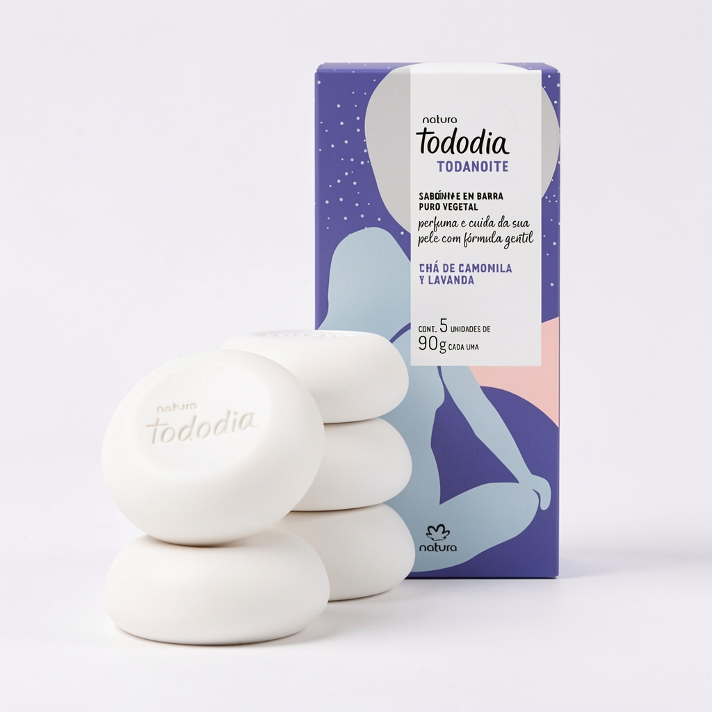 Jabón en Barra Puro Vegetal Natura Tododia Té de Manzanilla y Lavanda 5 und de 90 g