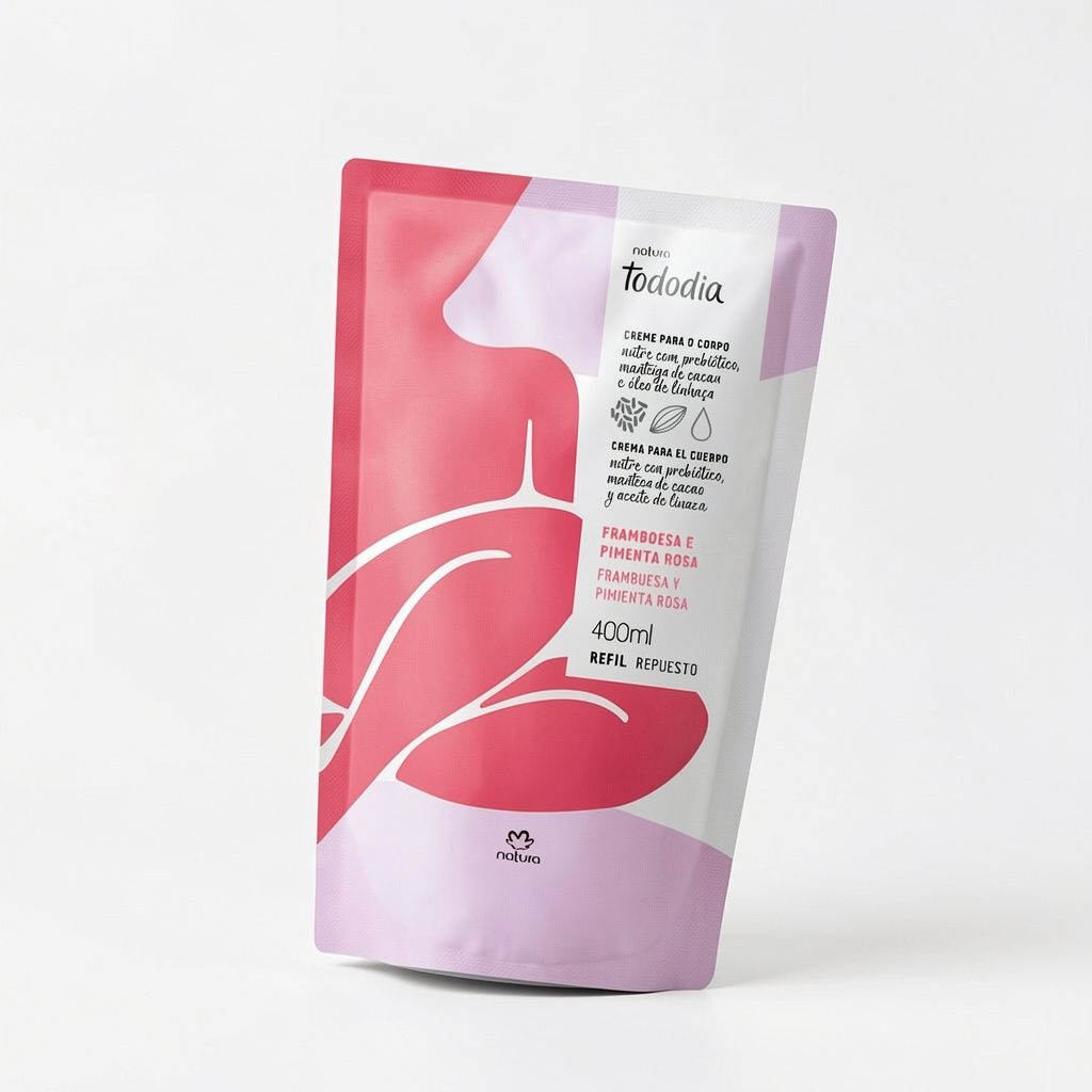 Repuesto Crema Nutritiva para el Cuerpo Natura Tododia Frambuesa y Pimienta Rosa 400 ml