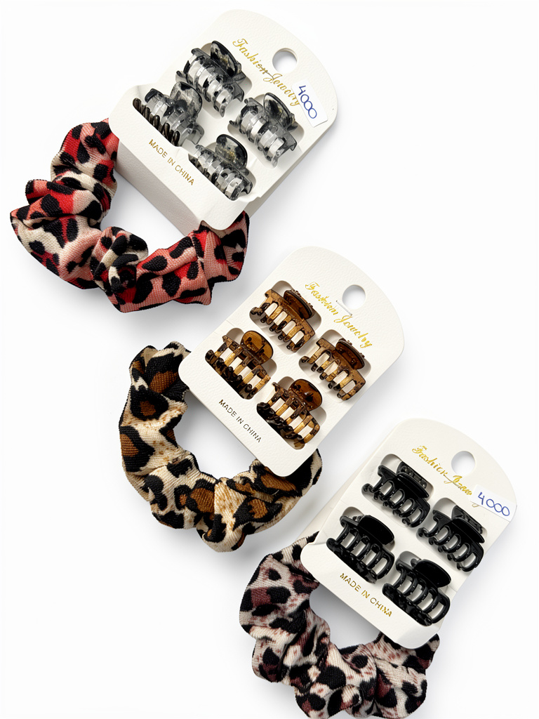 Set gomitas + prensas animal print Fashion Jewelry