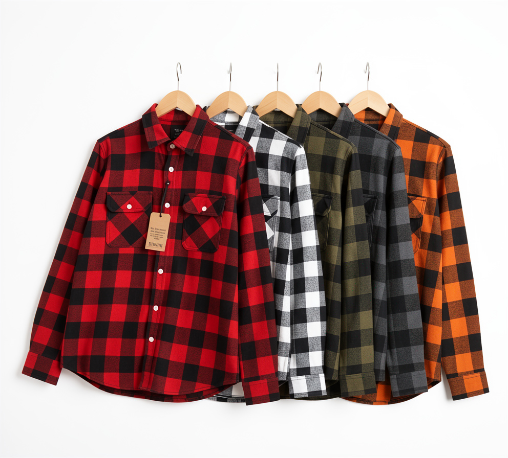 Camisas a cuadros de tela (8-10-12)