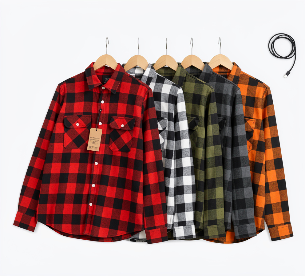 Camisas a cuadros de tela (14-16)