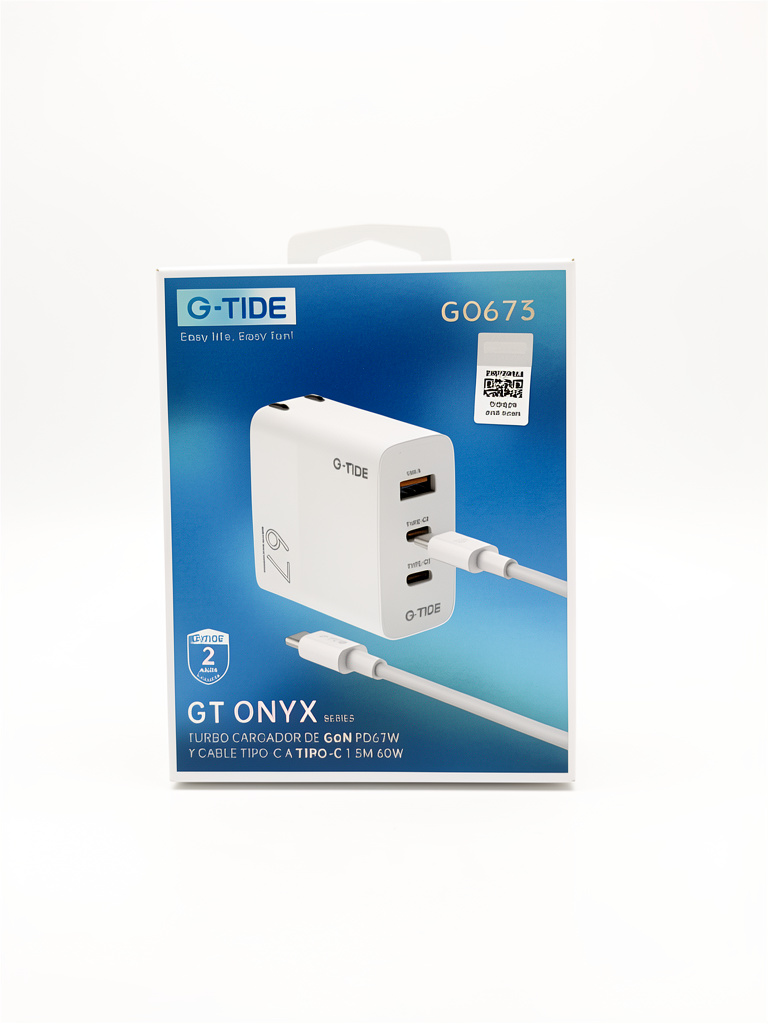 CARGADOR COMPLETO G-Tide PUERTO USB, C  A C TURBO 60w GO673 Bco