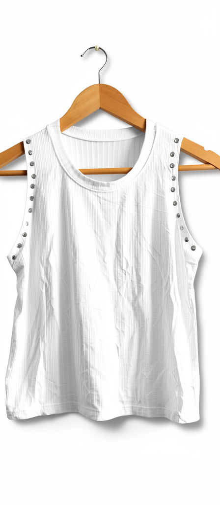 MUSCULOSA CON TACHAS ✨
Hermosas y súper combinables 🤍
Tela suave, liviana y cómoda.
Detalle de tachas plateadas en hombros y laterales, que les da un toque distinto. ✨