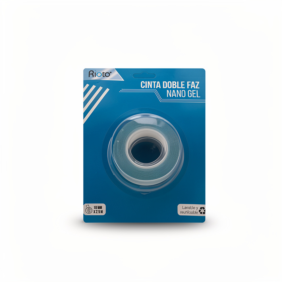 CINTA RIOTO DOBLE FAZ NANO GEL 18 MM X 2.5 MT