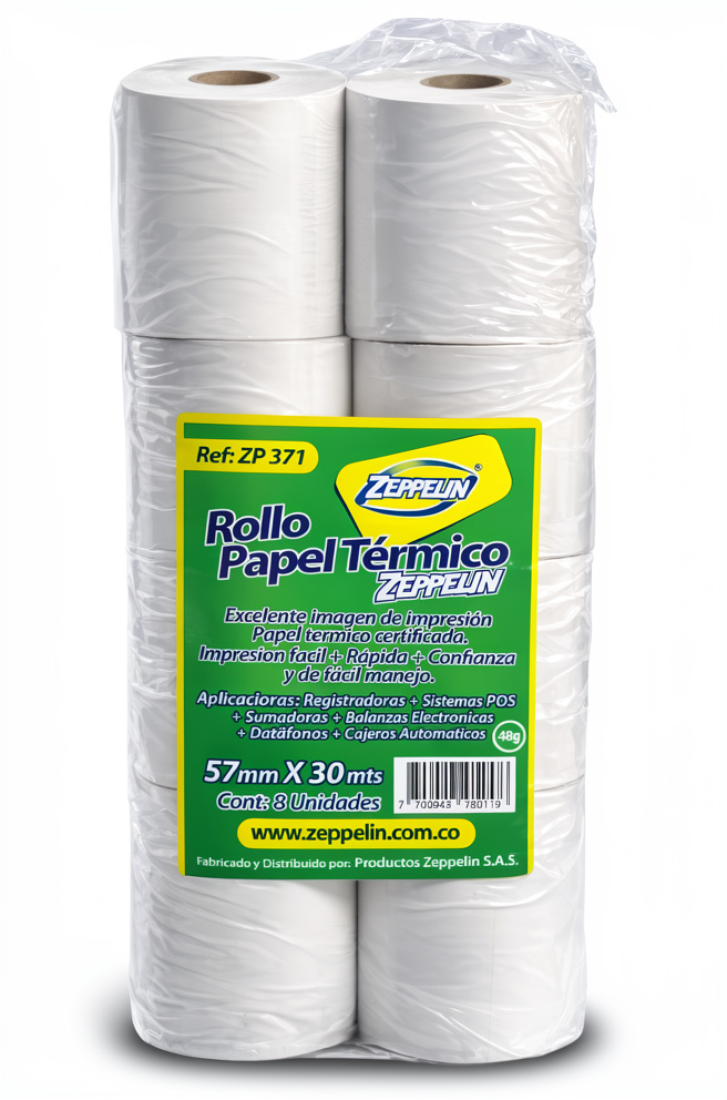 ROLLO PAPEL TERMICO 57X30 .8 UNIDADES