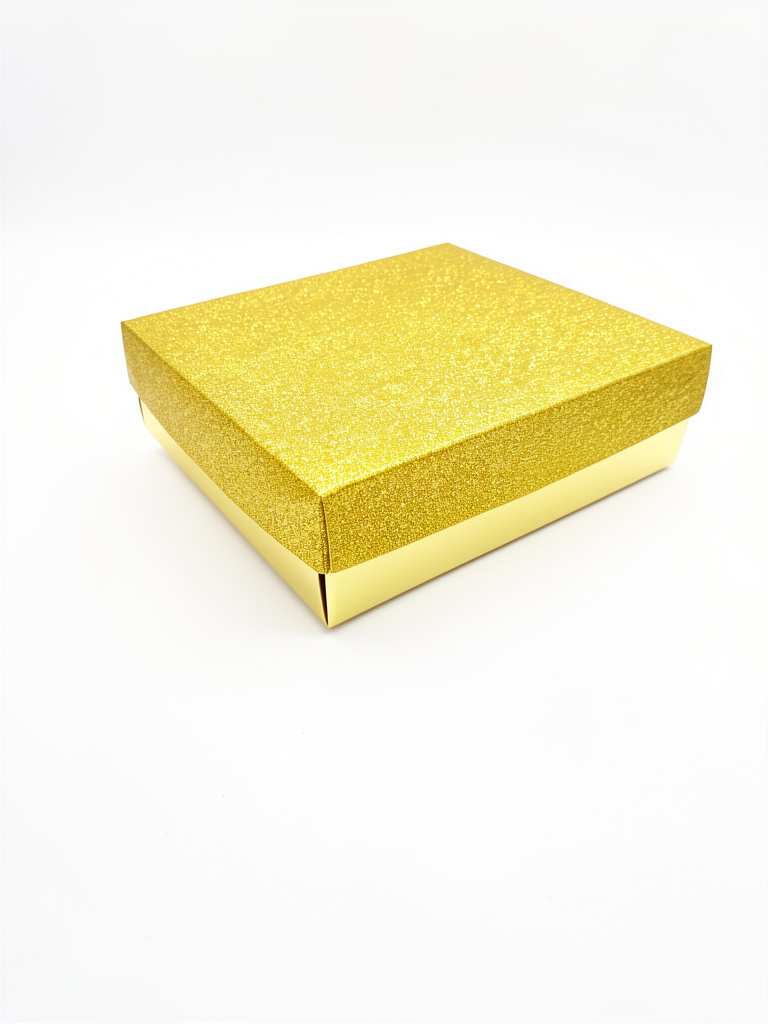 CAIXA DE PRESENTE QUADRADA GLITTER DOURADA