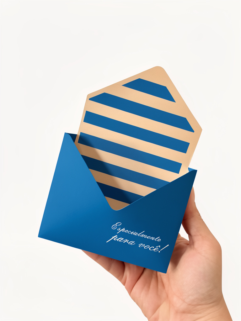 Envelope decorado listrado azul