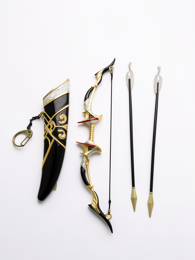 KIT DE ARCO + FUNDA + 2 FLECHAS - ACERO INOXIFDABLE NEGRO DORADO