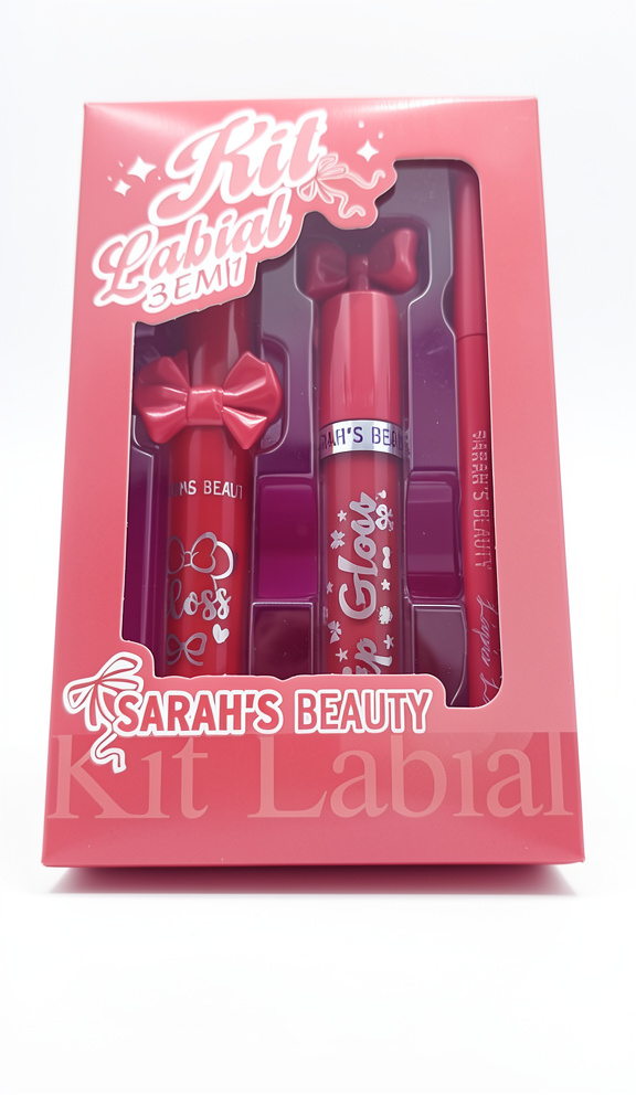 KIT LABIAL 3 EM 1 COR 1 SARAHS BEAUTY
