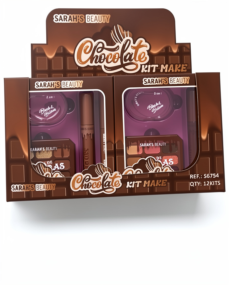 KIT MAKE CHOCOLATE C/4 UNID COR 1 SARAHS BEAUTY