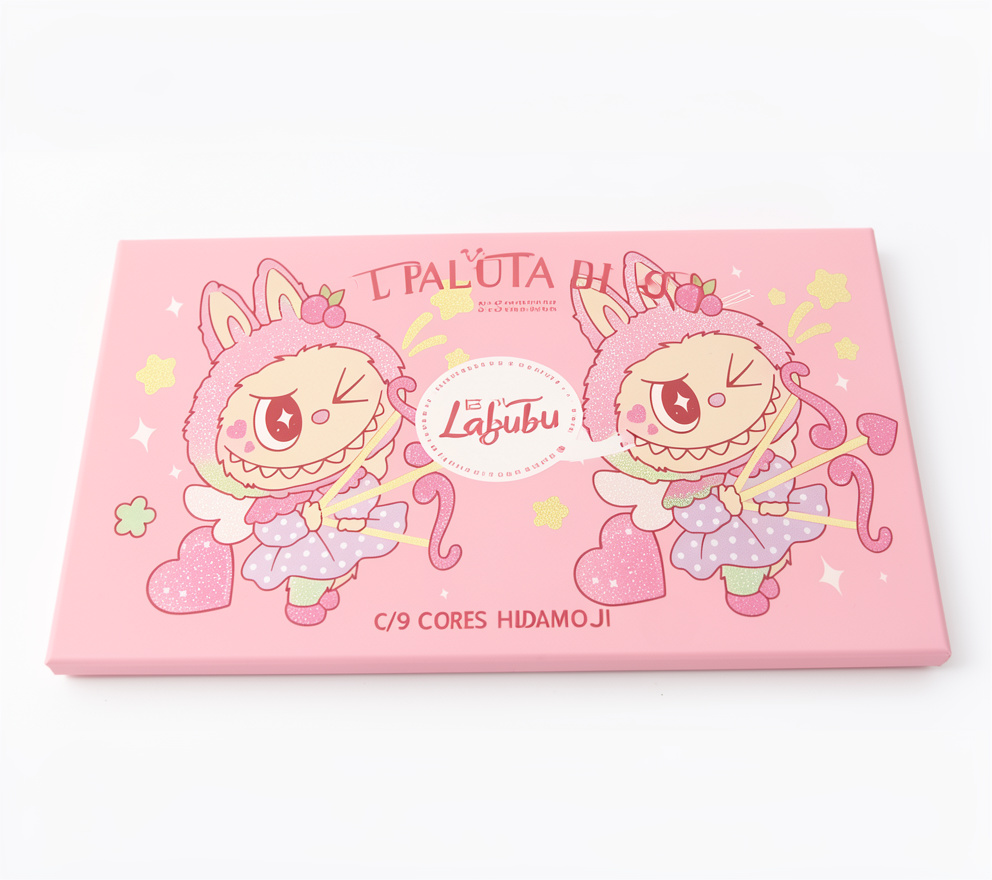 PALETA DE SOMBRAS LABUBU C/9 CORES HUDAMOJI rosa
