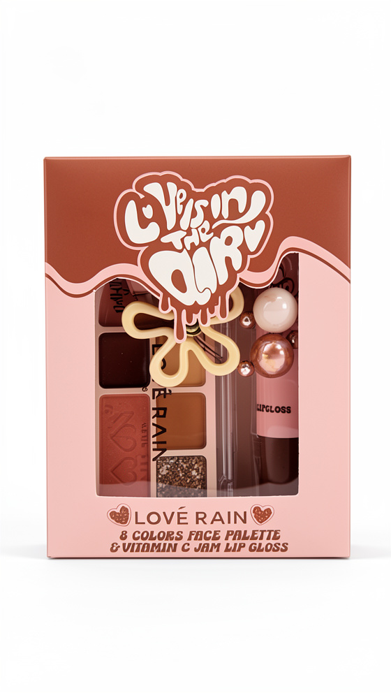 KIT LIP GLOSS & PALETA CHOCOLATE TUFLLE LOVE RAIN