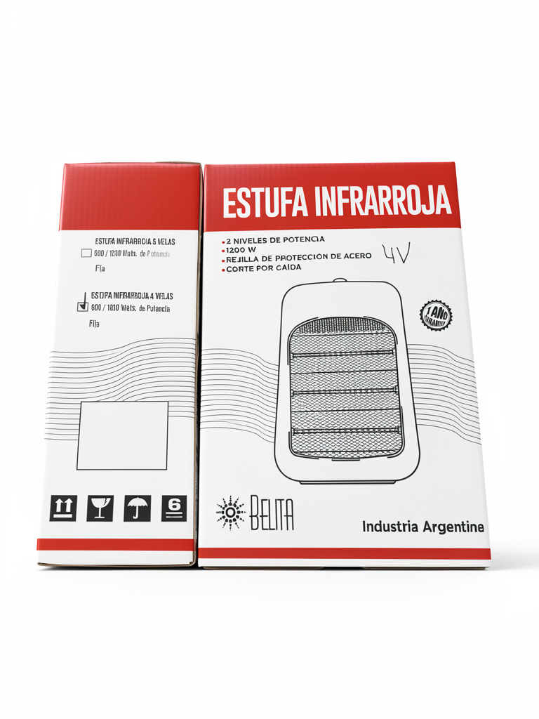 Estufa 4 velas infrarroja belita