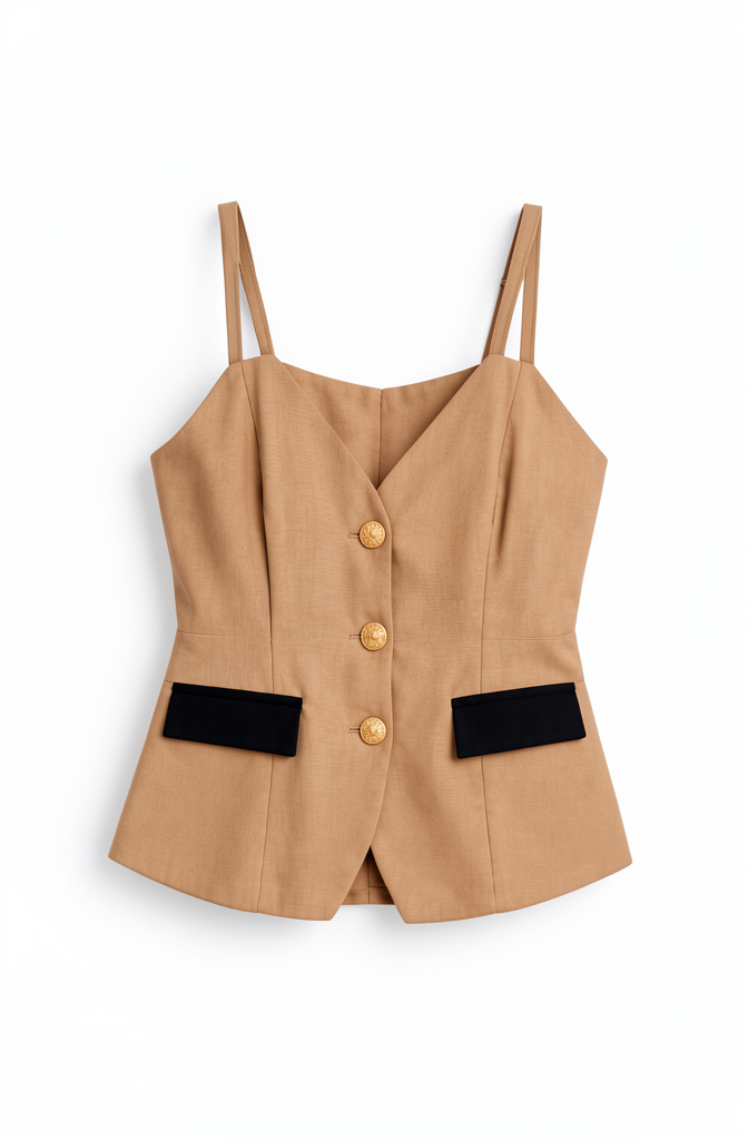 Blusa color café de tirante Talla L/M