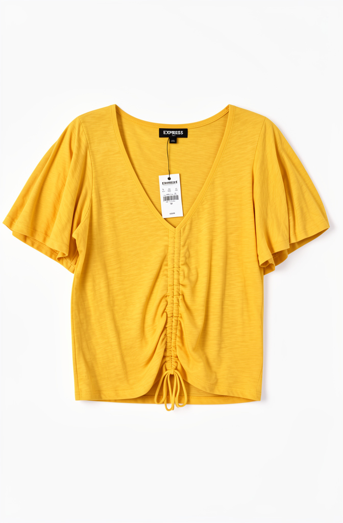 Blusa amarilla talla S cuello v marca express