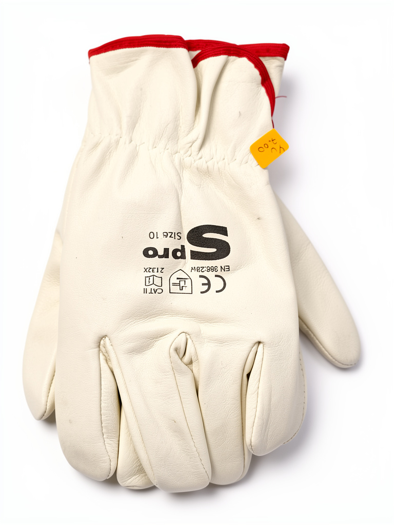 Pro guantes de cuero blancos badana
