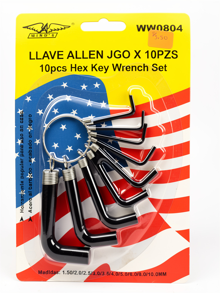Wing's llave Allen negra 10pz