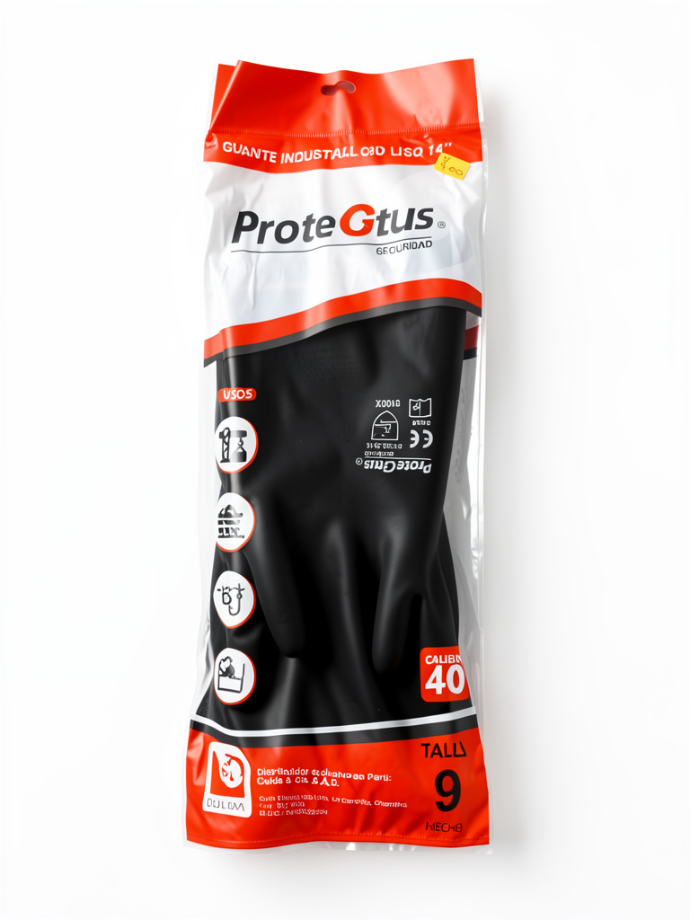 Protectus guante negro de latex largo