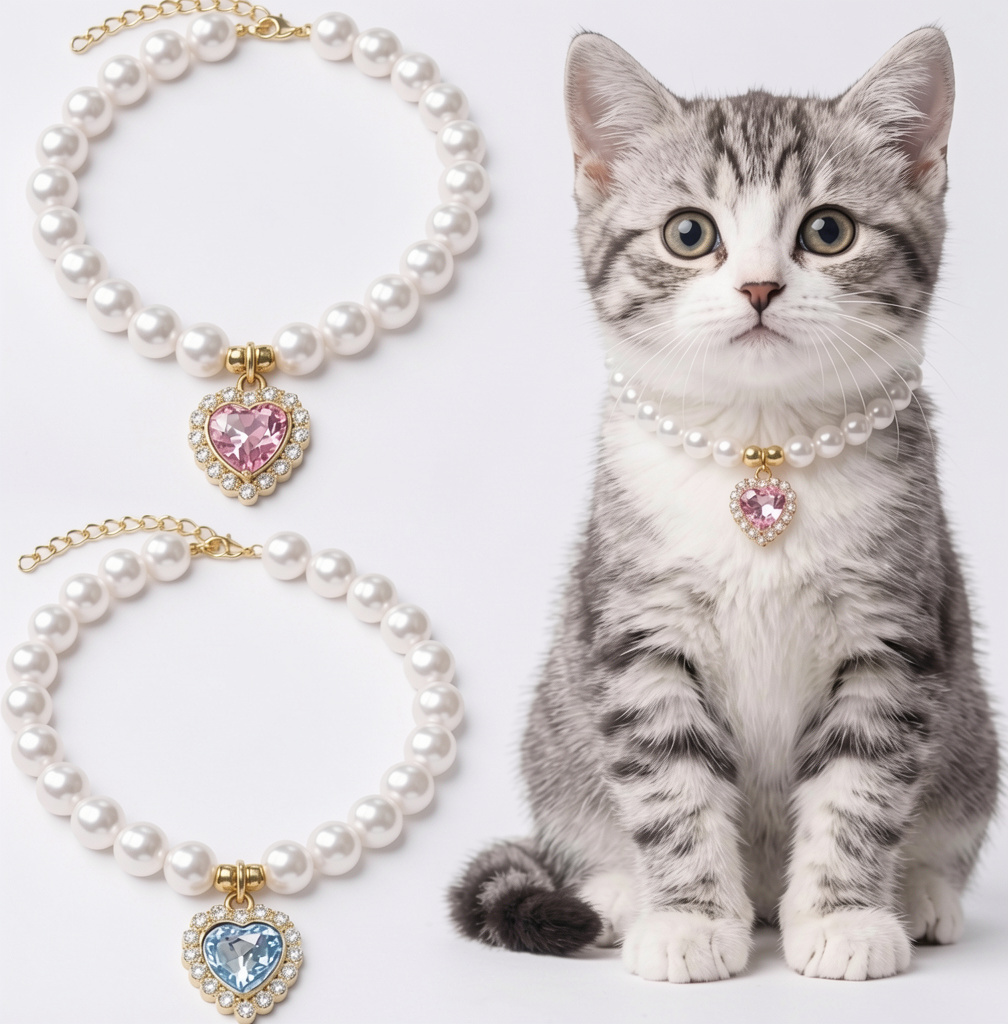 Collar de perlas con dije de corazón