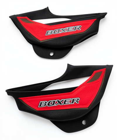 TAPAS LATERALES NEGRA FLEXIBLE CON CALCAS ROJAS.BOXER CT 100-KS-ES-CT 125/OEM)