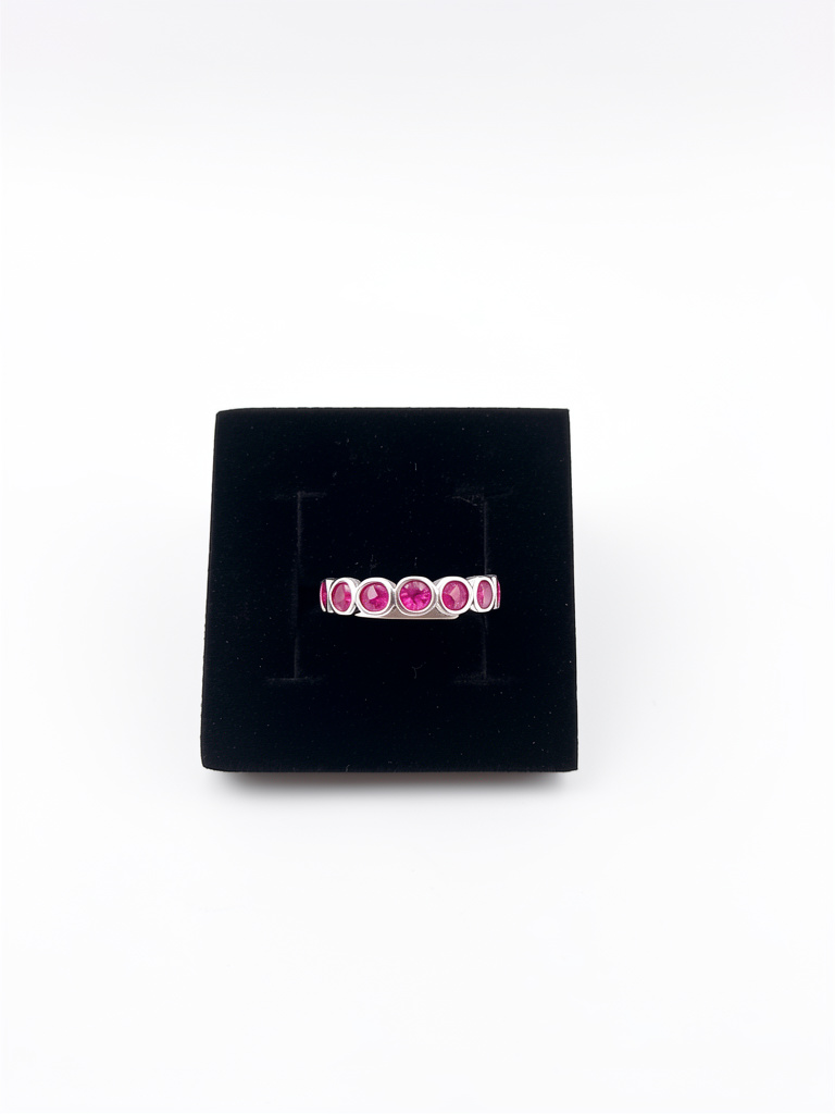 Anillo plata 925 con siete piedras en tono rosa