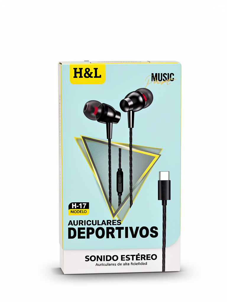 AUDIFONOS A CABLE TIPO C H&L H-17 NEGRO DE METAL