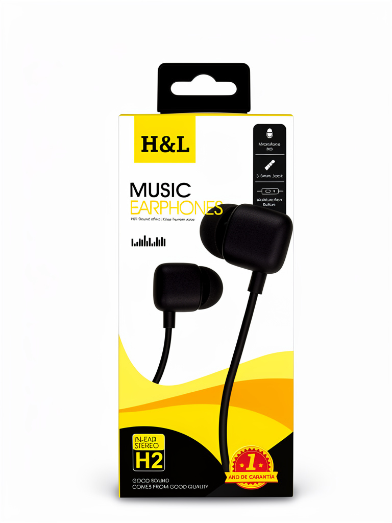 AUDIFONOS A CABLE 3.5MM H2 H&L NEGRO