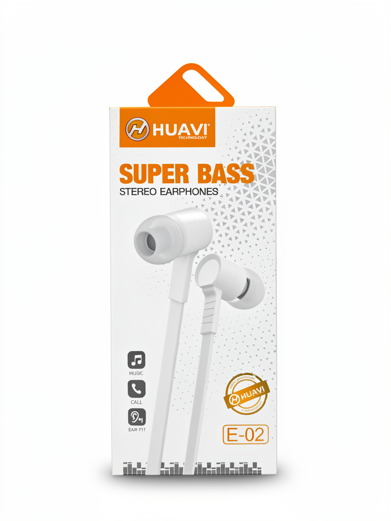 AUDIFONOS A CABLE 3.5MM HUAVI MODELO E-02 BLANCO