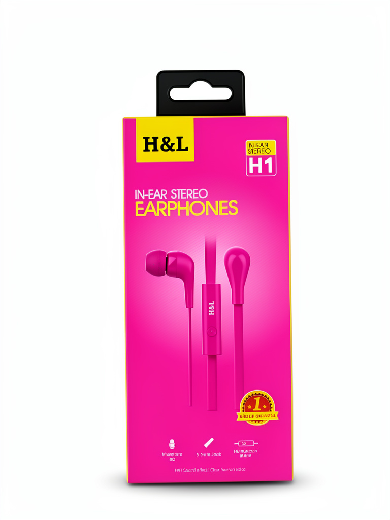 AUDIFONOS A CABLE H&L H1 ROSA 3.5MM
