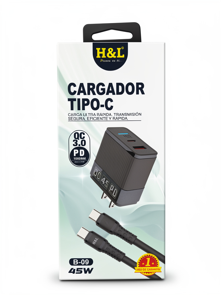 CARGADOR 45W TIPO C A C H&L B-09