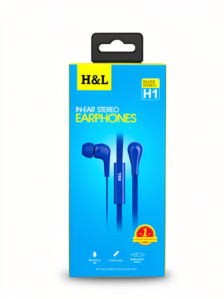 AUDIFONOS A CABLE H&L H1 AZUL 3.5MM