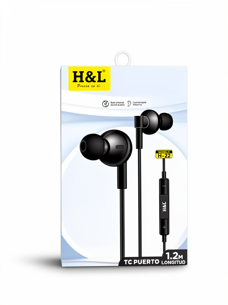 AUDIFONOS 3.5MM H-22 H&L NEGRO