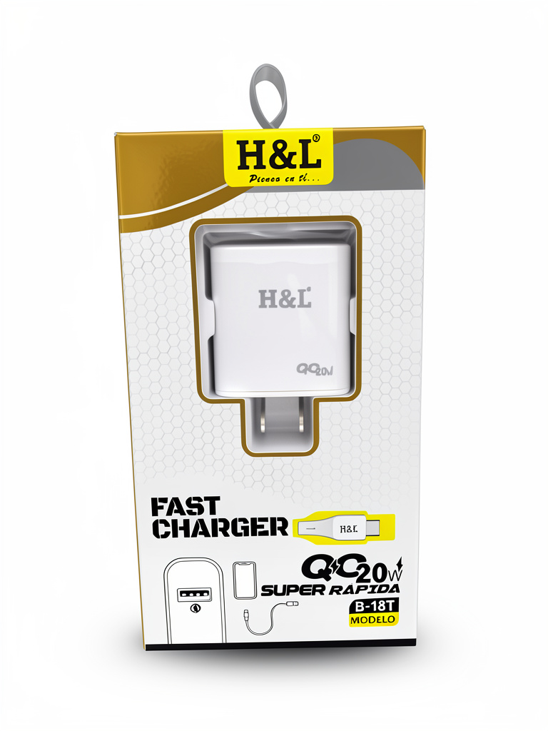 CARGADOR TIPO USB A C H&L B-18T 20W