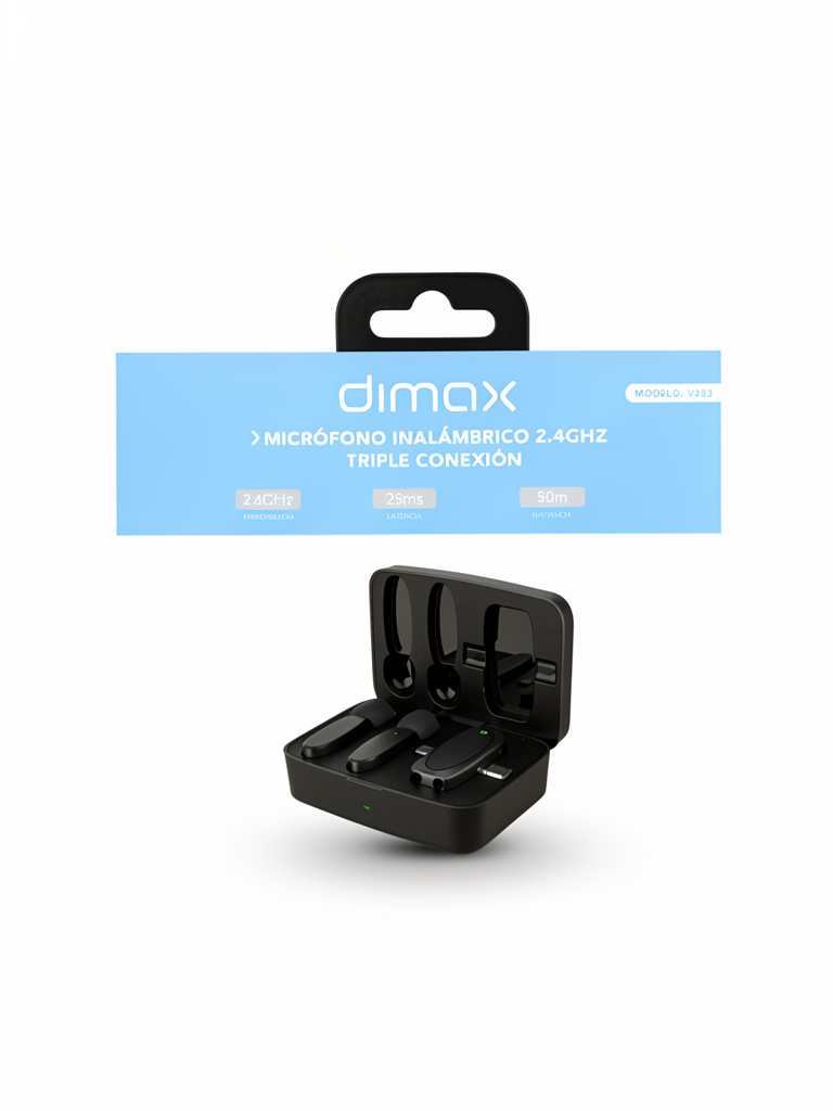 MICROFNO DIMAX V383 DOBLE NEGRO CON CONEXION C Y LIGHTNING