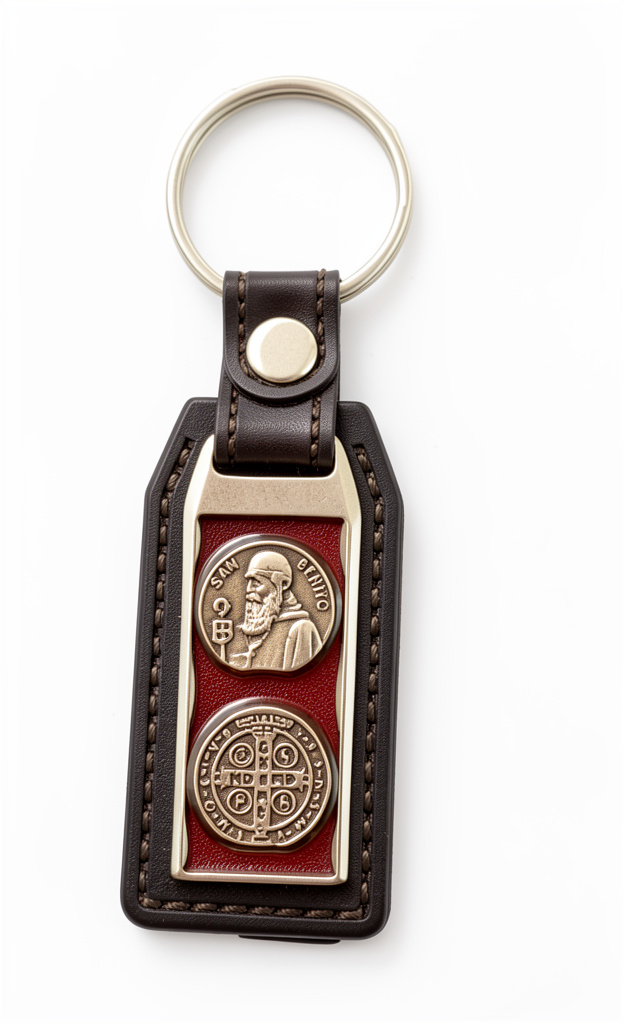 Llavero Cuero Silueta Rectangular S.B. Y medalla