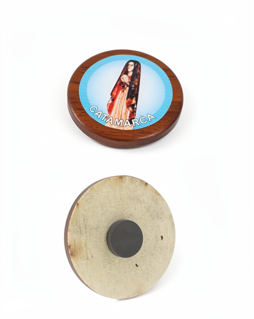 Imán Madera Redondo Resinado Grande Original