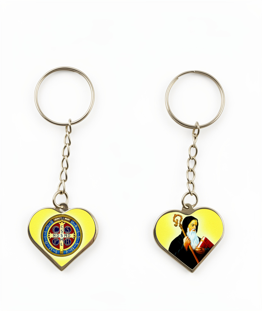 Llavero Chapita Doble Corazón S.B y Medalla